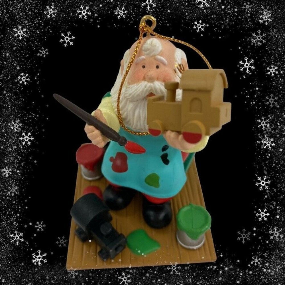 Vintage Westmar Ind Inc 1996 Christmas Ornament  Santa Painting Toys 2.5"